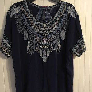 Johnny Was silky boxy top. Great for warm weather!